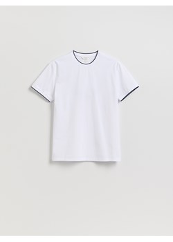 Reserved - T-shirt regular z merceryzowaną bawełną - biały ze sklepu Reserved w kategorii T-shirty męskie - zdjęcie 184848307