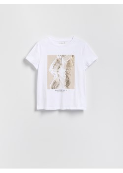 Reserved - T-shirt z połyskującym nadrukiem - biały ze sklepu Reserved w kategorii Bluzki damskie - zdjęcie 184848457