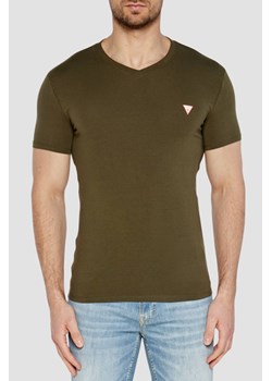 GUESS Zielony męski t-shirt z małym logo, Rozmiar S ze sklepu outfit.pl w kategorii T-shirty męskie - zdjęcie 184851829