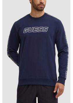 GUESS Granatowa męska bluza z lampasami Arlo Cn, Rozmiar S ze sklepu outfit.pl w kategorii Bluzy męskie - zdjęcie 184851846