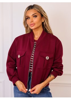 BLUZA BOMBERKA ZAPINANA NA ZAMEK- BORDOWA ze sklepu olika.com.pl w kategorii Bluzy damskie - zdjęcie 184852735