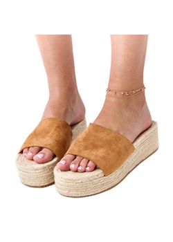 Brązowe klapki espadryle na platformie Klody ze sklepu ButyModne.pl w kategorii Espadryle damskie - zdjęcie 184864287