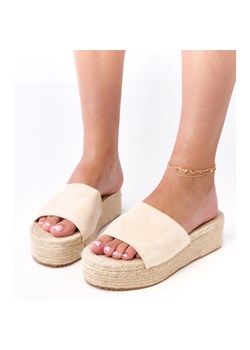 Beżowe klapki espadryle na platformie Klody beżowy ze sklepu ButyModne.pl w kategorii Espadryle damskie - zdjęcie 184864288
