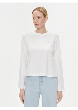 Tommy Hilfiger Bluzka Mini Corp Logo WW0WW39784 Écru Relaxed Fit ze sklepu MODIVO w kategorii Bluzki damskie - zdjęcie 184874697