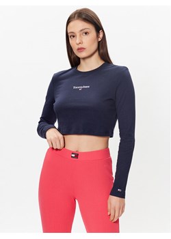 Tommy Jeans Bluzka Essential Logo DW0DW15443 Granatowy Cropped Fit ze sklepu MODIVO w kategorii Bluzki damskie - zdjęcie 184874735