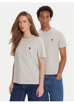AMI Paris T-Shirt BFUTS035.724 Szary Regular Fit ze sklepu MODIVO w kategorii Bluzki damskie - zdjęcie 184877749