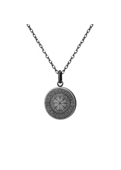 Naszyjnik męski szary z symbolem Vegvísir, nordycki talizman Wikingów z runami ochronnymi ze sklepu manoki.pl w kategorii Naszyjniki męskie - zdjęcie 184879067