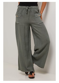 Le Monde du Lin Lniane spodnie w kolorze khaki ze sklepu Limango Polska w kategorii Spodnie damskie - zdjęcie 184881135