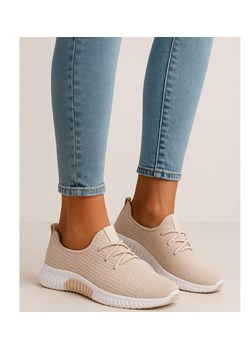Wsuwane ażurowe beżowe buty sportowe /A7-1 17990 T281/ ze sklepu Pantofelek24.pl w kategorii Buty sportowe damskie - zdjęcie 184886519