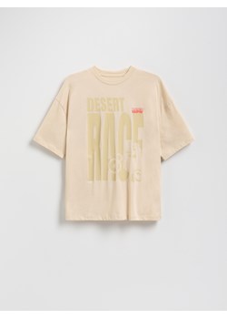 Reserved - Bawełniany t-shirt - beżowy ze sklepu Reserved w kategorii T-shirty chłopięce - zdjęcie 184889217