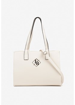 Biała Torebka Shopperka z Metaliczną Ozdobą Mirseki ze sklepu born2be.pl w kategorii Torby Shopper bag - zdjęcie 184890606