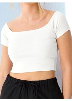 Sinsay - Crop top z krótkim rękawem - biały ze sklepu Sinsay w kategorii Bluzki damskie - zdjęcie 184905096