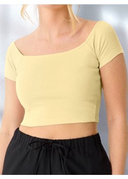 Sinsay - Crop top z krótkim rękawem - żółty ze sklepu Sinsay w kategorii Bluzki damskie - zdjęcie 184905099