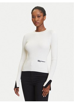 Karl Lagerfeld Jeans Sweter A3W18006 Écru Slim Fit ze sklepu MODIVO w kategorii Swetry damskie - zdjęcie 184906107