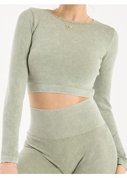 Sinsay - Crop top z długim rękawem - zielony ze sklepu Sinsay w kategorii Bluzki damskie - zdjęcie 184915225