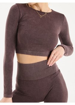 Sinsay - Crop top z długim rękawem - brązowy ze sklepu Sinsay w kategorii Bluzki damskie - zdjęcie 184915226