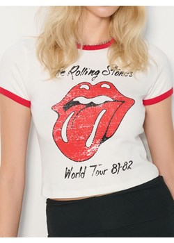 Sinsay - Bawełniana koszulka z nadrukiem The Rolling Stones - czerwony ze sklepu Sinsay w kategorii Bluzki damskie - zdjęcie 184915879