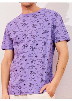 Sinsay - Koszulka z ozdobnym wzorem allover - fioletowy ze sklepu Sinsay w kategorii T-shirty męskie - zdjęcie 184916026