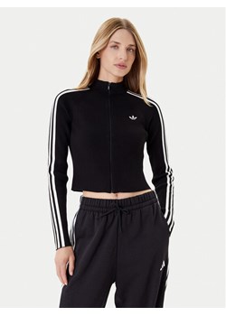 adidas Bluza adicolor 3-Stripes JY2597 Czarny Slim Fit ze sklepu MODIVO w kategorii Bluzy damskie - zdjęcie 184920929