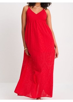Sinsay - Ażurowa sukienka maxi na ramiączkach z bawełny - czerwony - id: 563DA-33X - marki Sinsay - 184923757 Sinsay - Ażurowa sukienka maxi na ramiączkach z bawełny - czerwony ze sklepu Sinsay w kategorii Sukienki - zdjęcie 184923757