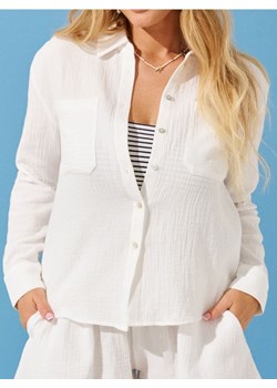 Sinsay - Bawełniana koszula z kołnierzykiem - biały - id: 722EX-00X - marki Sinsay - 184923796 Sinsay - Bawełniana koszula z kołnierzykiem - biały ze sklepu Sinsay w kategorii Koszule damskie - zdjęcie 184923796