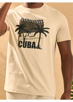 Sinsay - Koszulka z nadrukiem o motywie roślinnym - beżowy ze sklepu Sinsay w kategorii T-shirty męskie - zdjęcie 184923876