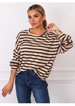 BLUZKA OVERSIZE W PASKI- CAPPUCCINO ze sklepu olika.com.pl w kategorii Bluzki damskie - zdjęcie 184924125