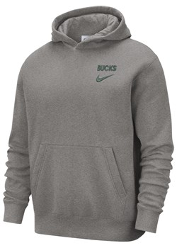 Męska bluza z kapturem zakładana przez głowę Nike NBA Milwaukee Bucks Club Courtside - Szary ze sklepu Nike poland w kategorii Bluzy męskie - zdjęcie 184925387