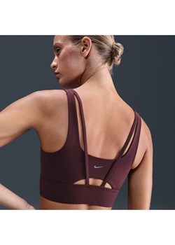 Damski stanik sportowy z wyściełanymi miseczkami o wydłużonym kroju zapewniający średnie wsparcie Nike Zenvy - Czerwony ze sklepu Nike poland w kategorii Biustonosze - zdjęcie 184925429