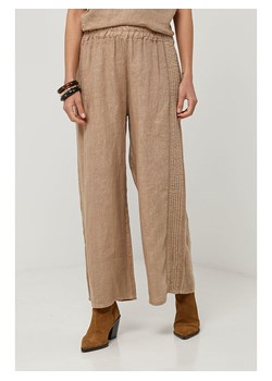Lin Passion Lniane spodnie w kolorze beżowym ze sklepu Limango Polska w kategorii Spodnie damskie - zdjęcie 184926647