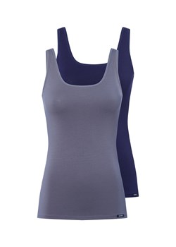 SKINY Top damski w zestawie 2 szt. Kobiety Bawełna granatowy jednolity ze sklepu vangraaf w kategorii Podkoszulki i halki - zdjęcie 184928926