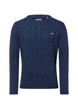 Gant Sweter męski Mężczyźni Bawełna indygo jednolity ze sklepu vangraaf w kategorii Swetry męskie - zdjęcie 184928929
