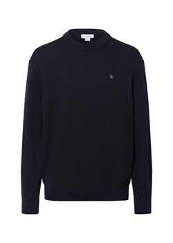 Calvin Klein Jeans Męski sweter z cienkiej dzianiny Mężczyźni Bawełna czarny jednolity ze sklepu vangraaf w kategorii Swetry męskie - zdjęcie 184928986