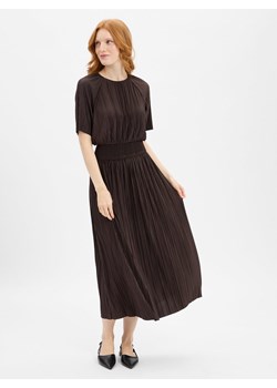 Samsøe Samsøe Damska sukienka midi - Sauma Kobiety czekoladowy jednolity ze sklepu vangraaf w kategorii Sukienki - zdjęcie 184929046