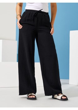 Sinsay - Muślinowe spodnie wide leg - czarny - id: 091EP-99X - marki Sinsay - 184934248 Sinsay - Muślinowe spodnie wide leg - czarny ze sklepu Sinsay w kategorii Spodnie damskie - zdjęcie 184934248