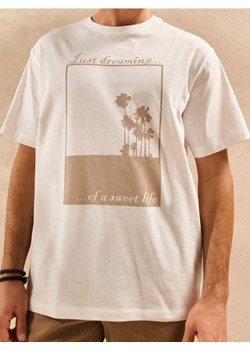 Sinsay - Koszulka z nadrukiem - kremowy ze sklepu Sinsay w kategorii T-shirty męskie - zdjęcie 184934577