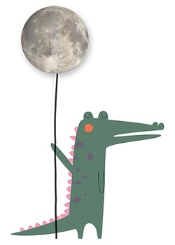little nice things Lampa dekoracyjna LED &quot;Moon and Back&quot; w kolorze zielono-szarym - wys. 120 cm ze sklepu Limango Polska w kategorii Oświetlenie - zdjęcie 184935308