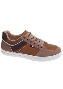 Sznurowane karmelowe trampki męskie /A10-1 18014 T432/ ze sklepu Pantofelek24.pl w kategorii Trampki męskie - zdjęcie 184937676