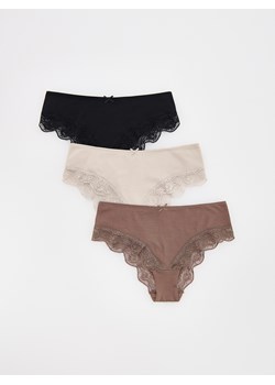 Reserved - Majtki typu hipster 3 pack - brązowy ze sklepu Reserved w kategorii Majtki damskie - zdjęcie 184938835