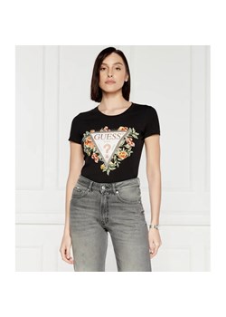 GUESS T-shirt TRIANGLE FLOWERS | Regular Fit ze sklepu Gomez Fashion Store w kategorii Bluzki damskie - zdjęcie 184972069