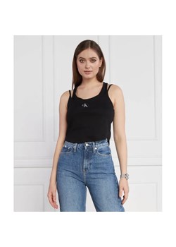 Calvin Klein Jeans Top BADGE RIB DOUBLE LAYER | Regular Fit ze sklepu Gomez Fashion Store w kategorii Bluzki damskie - zdjęcie 184978358