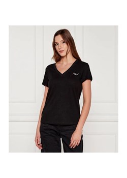 Karl Lagerfeld Lniany t-shirt | Regular Fit ze sklepu Gomez Fashion Store w kategorii Bluzki damskie - zdjęcie 184983219