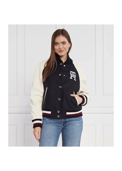 Tommy Hilfiger Wełniana kurtka IMD LEATHER WOOL BLEND BOMBER | Regular Fit | z dodatkiem kaszmiru ze sklepu Gomez Fashion Store w kategorii Kurtki damskie - zdjęcie 185002938