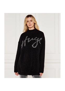 HUGO Wełniany sweter Sloguessy | Loose fit ze sklepu Gomez Fashion Store w kategorii Swetry damskie - zdjęcie 185011969