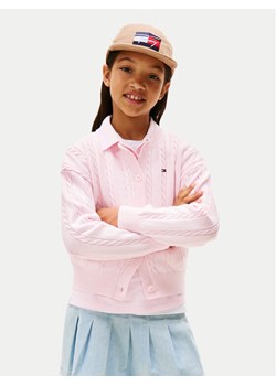 Tommy Hilfiger Kardigan KG0KG08546 Różowy Regular Fit ze sklepu MODIVO w kategorii Swetry dziewczęce - zdjęcie 185039165