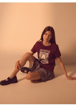 Reserved - Bawełniany t-shirt z nadrukiem - bordowy ze sklepu Reserved w kategorii T-shirty chłopięce - zdjęcie 185043578