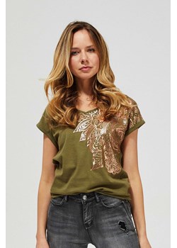 Bluzka z błyszczącym nadrukiem ze sklepu Moodo.pl w kategorii Bluzki damskie - zdjęcie 185044595
