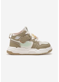 Beżowo-Białe Buty Sportowe Sneakersy z Ozdobną Aplikacją na Sznurówkach i Skórzaną Wkładką Kexiala ze sklepu born2be.pl w kategorii Buty sportowe dziecięce - zdjęcie 185045487