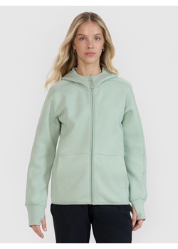 Damska bluza dresowa rozpinana z kapturem 4F 4FWSS25TSWSF1561 - zielona ze sklepu Sportstylestory.com w kategorii Bluzy damskie - zdjęcie 185045568