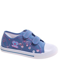 Dziewczęce niebieskie tenisówki na rzepy /B1-2 18037 T186/ ze sklepu Pantofelek24.pl w kategorii Trampki dziecięce - zdjęcie 185047656